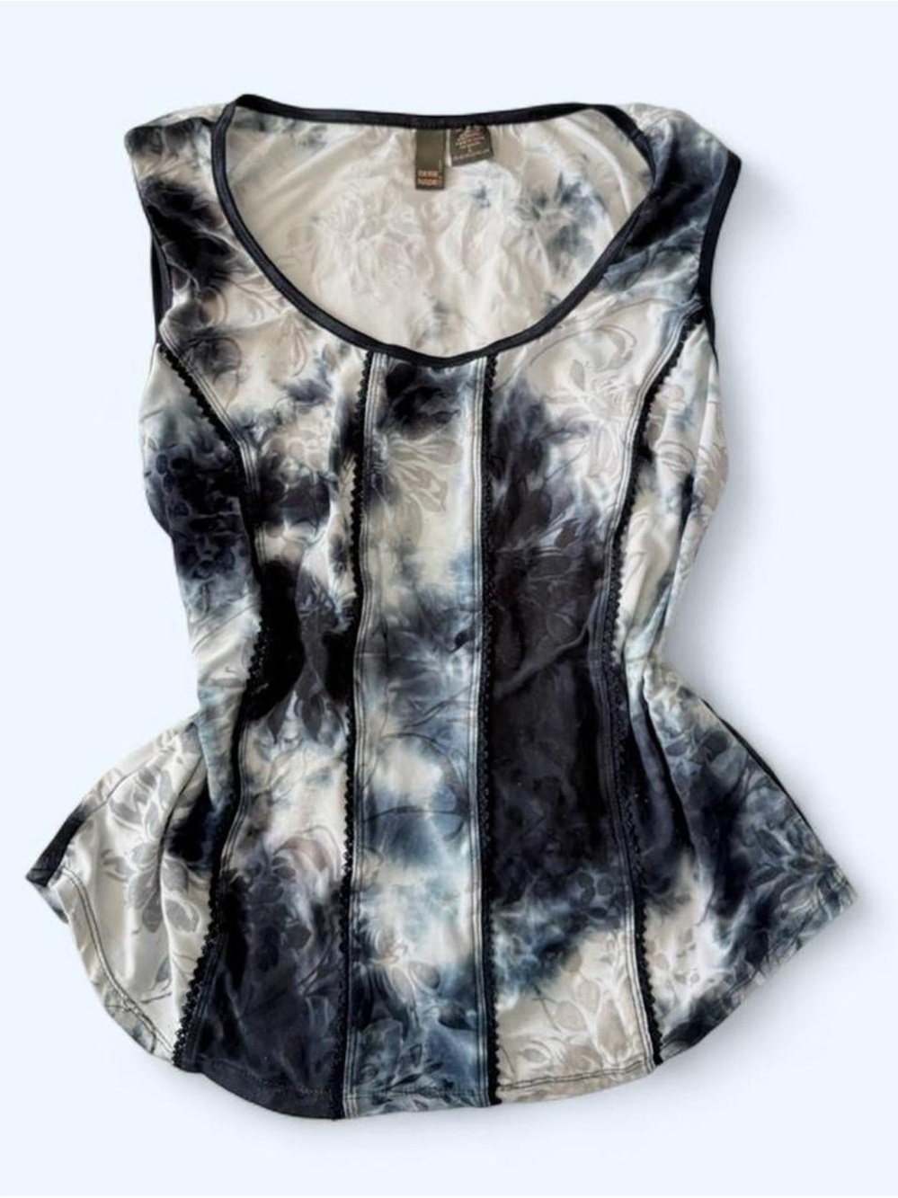 Women’s Tie-Dye Scoop Neck Tank Top - Black, Blue & White